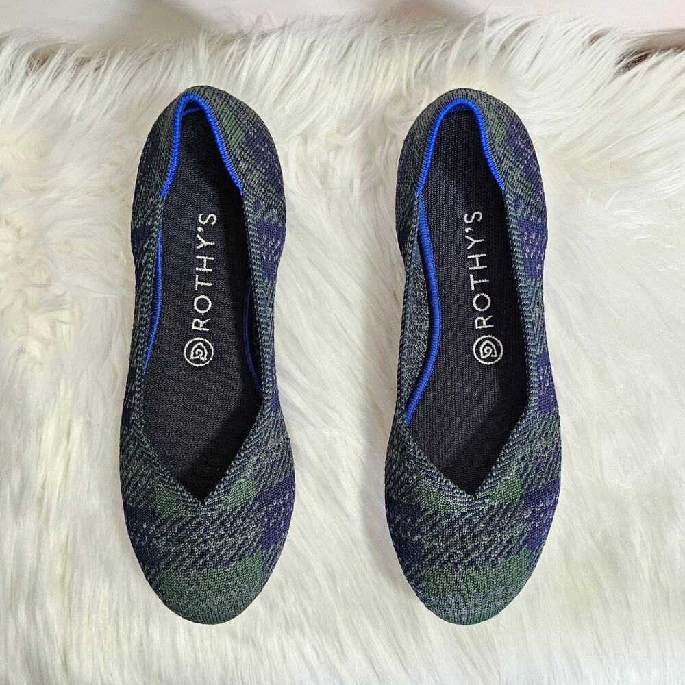 EUC Rothy's Women's Limited Edition The Flat Forest Tartan Round Toe Shoes 9 - Picture 3 of 9